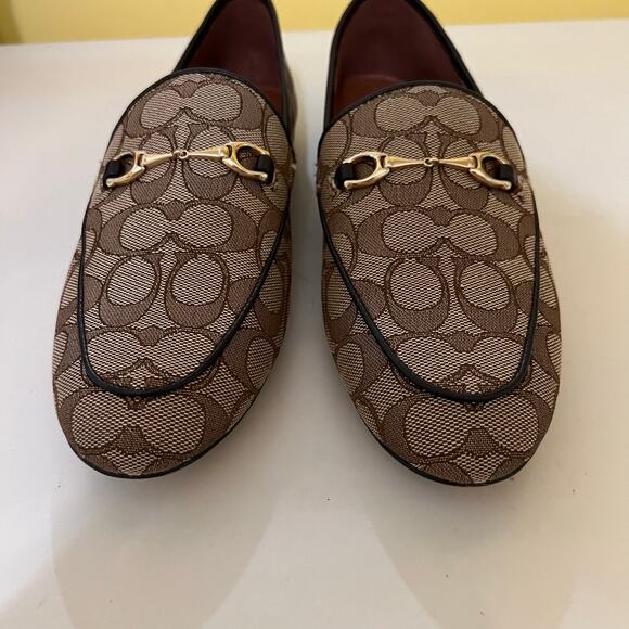 Coach Haley Loafer Signature Jacquard Khaki & Mahogany Size 8.5 Old Money - Picture 6 of 10